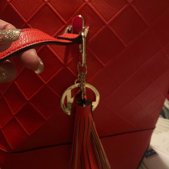 Red-orange Kate Landry purse/tote - Picture 2 of 3